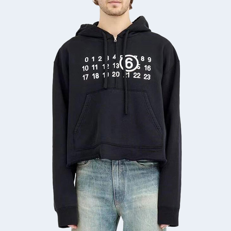 메종 마르지엘라 넘버 로고 집업 후디 블랙